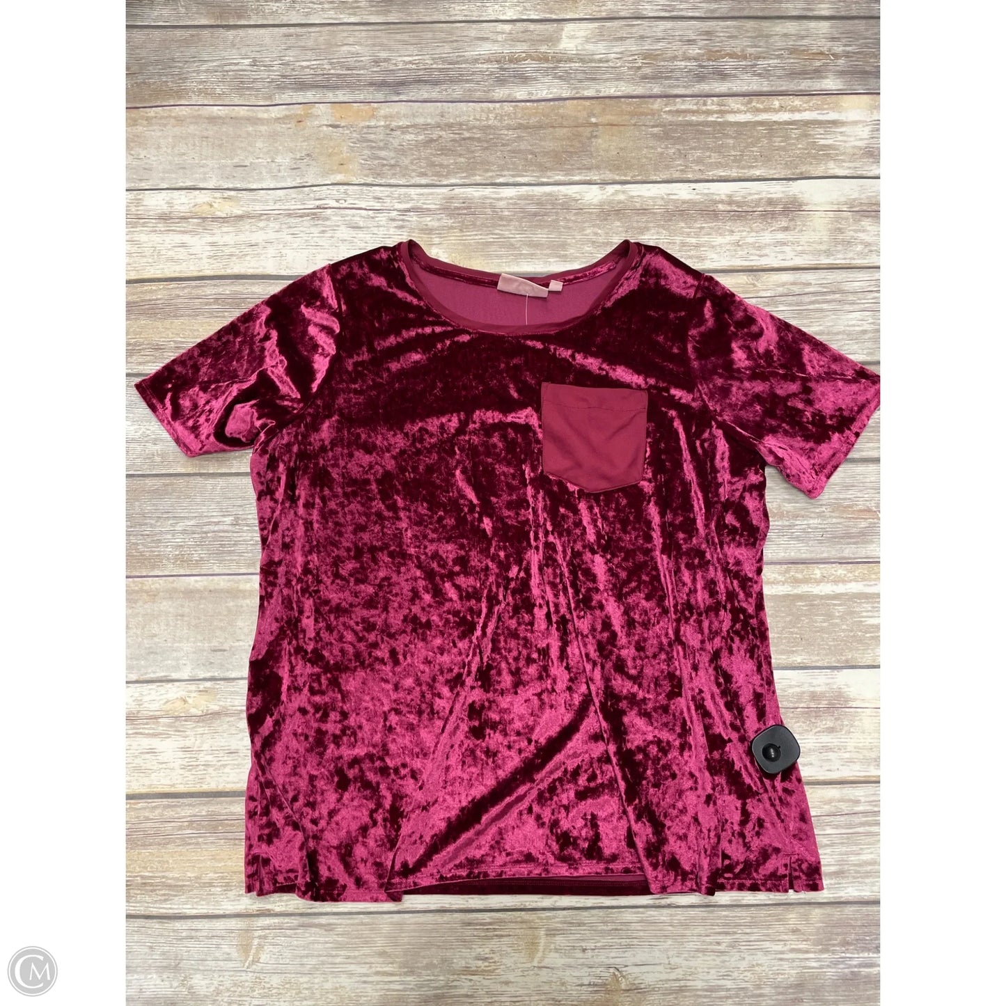 Top Short Sleeve By Evri In Maroon, Size: 1x