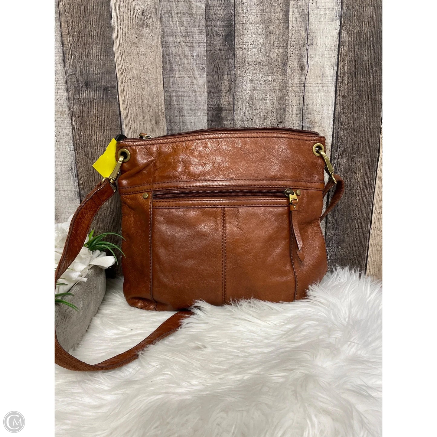 Handbag Leather By Fossil, Size: Large