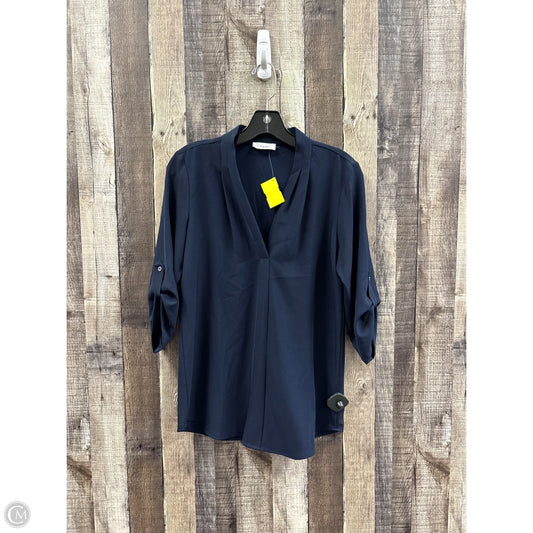 Top Long Sleeve By Calvin Klein In Navy, Size: Xs