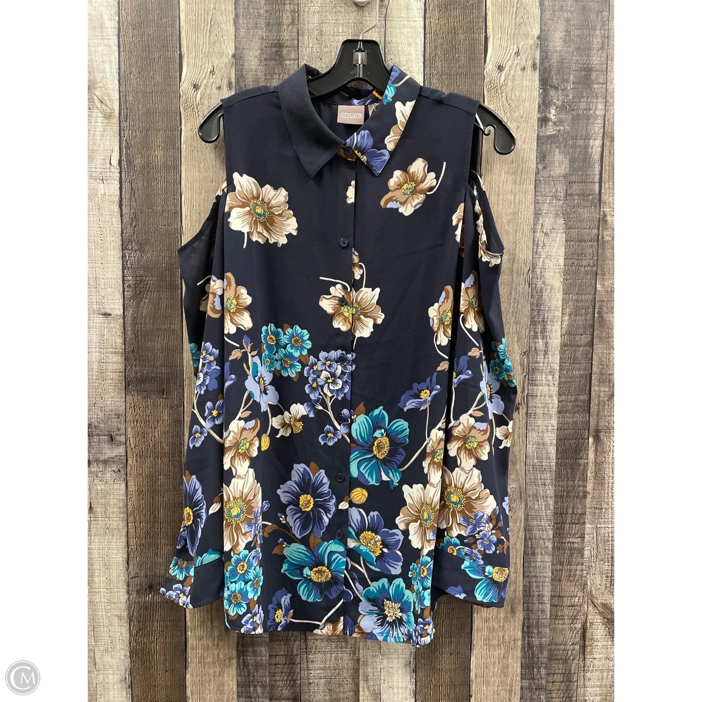 Top Long Sleeve By Chicos In Floral Print, Size: L