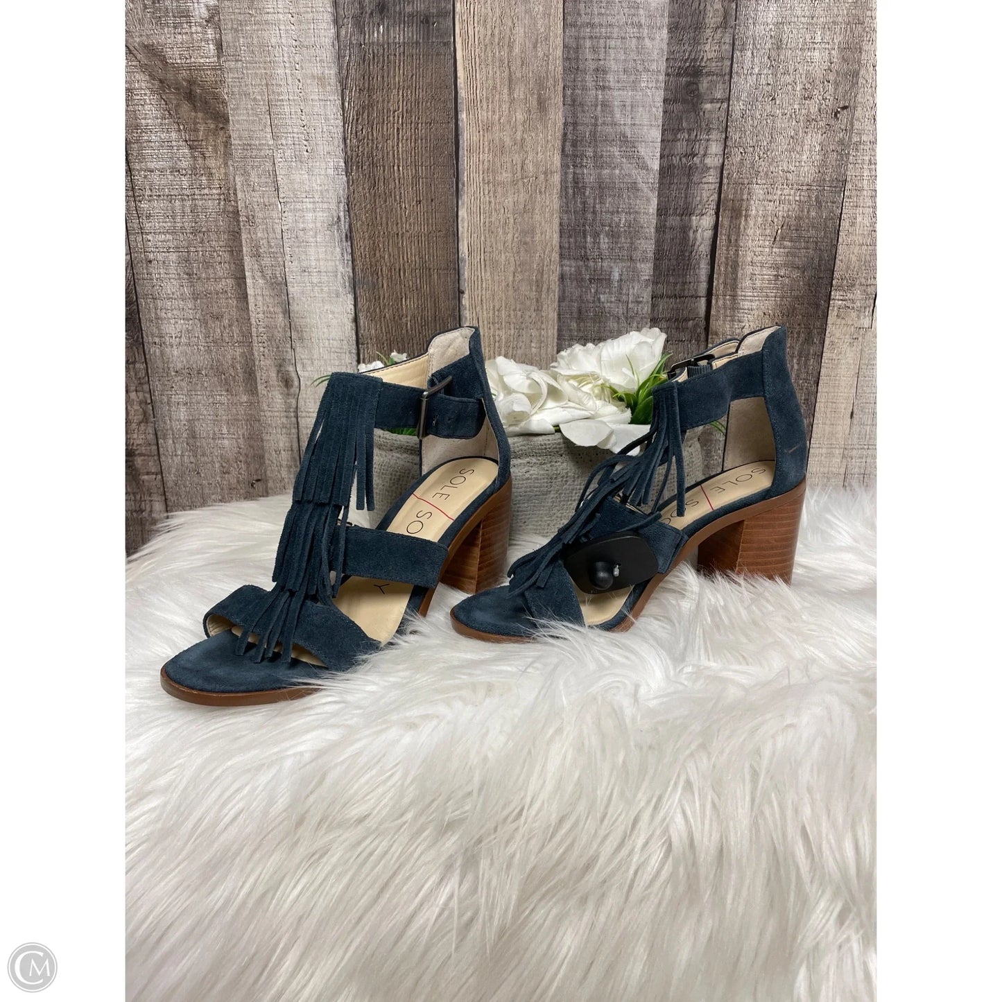 Sandals Heels Block By Sole Society In Blue, Size: 6