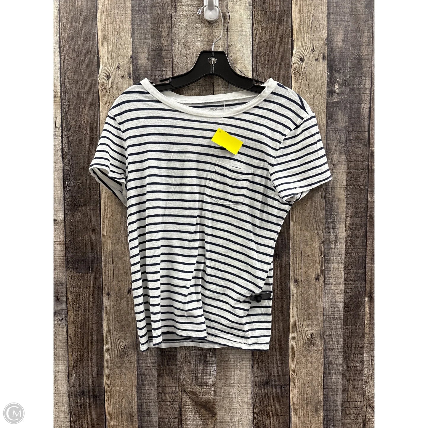 Top Short Sleeve By Madewell In Striped Pattern, Size: S