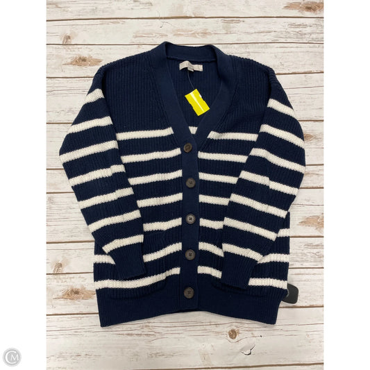 Sweater Cardigan By Loft In Blue & White, Size: S