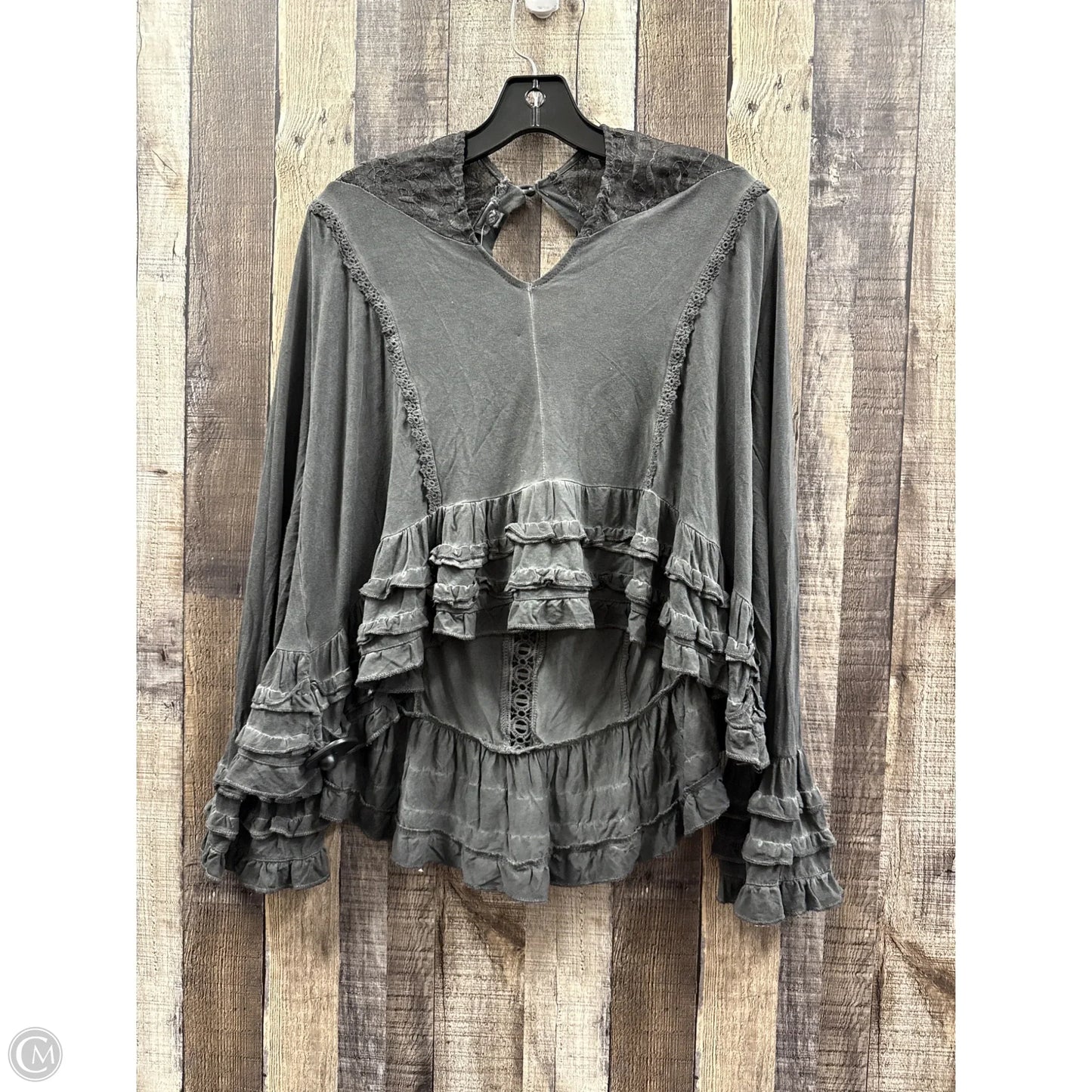 Top Long Sleeve By Pol In Black, Size: L