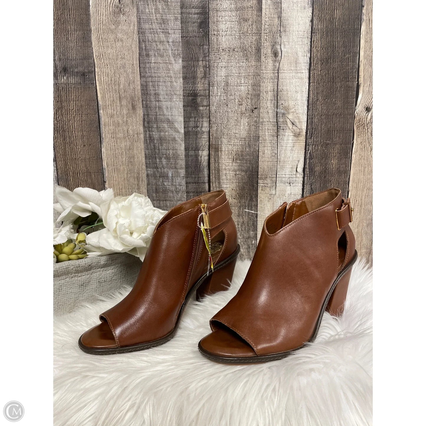 Sandals Heels Block By Vince Camuto In Brown, Size: 8.5