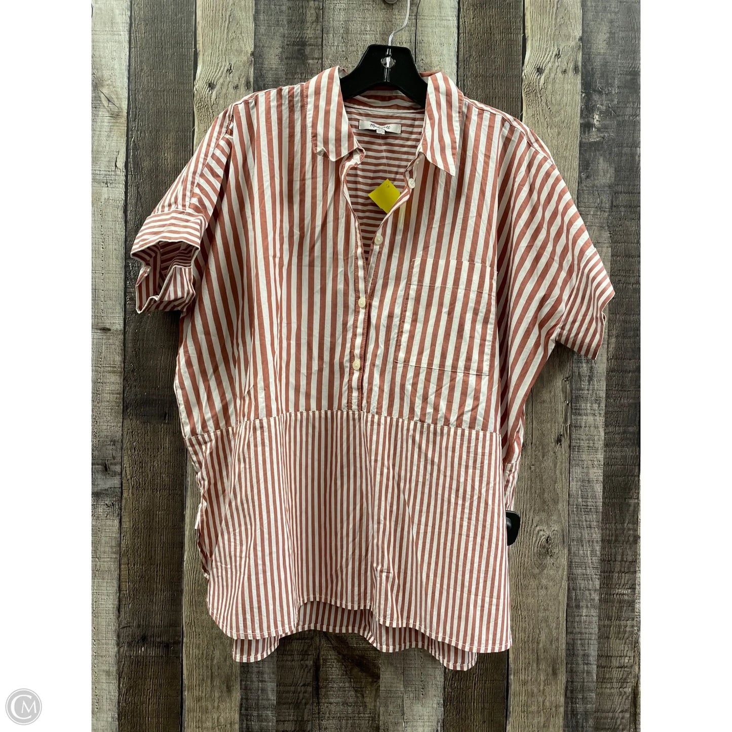 Top Short Sleeve By Madewell In Striped Pattern, Size: M