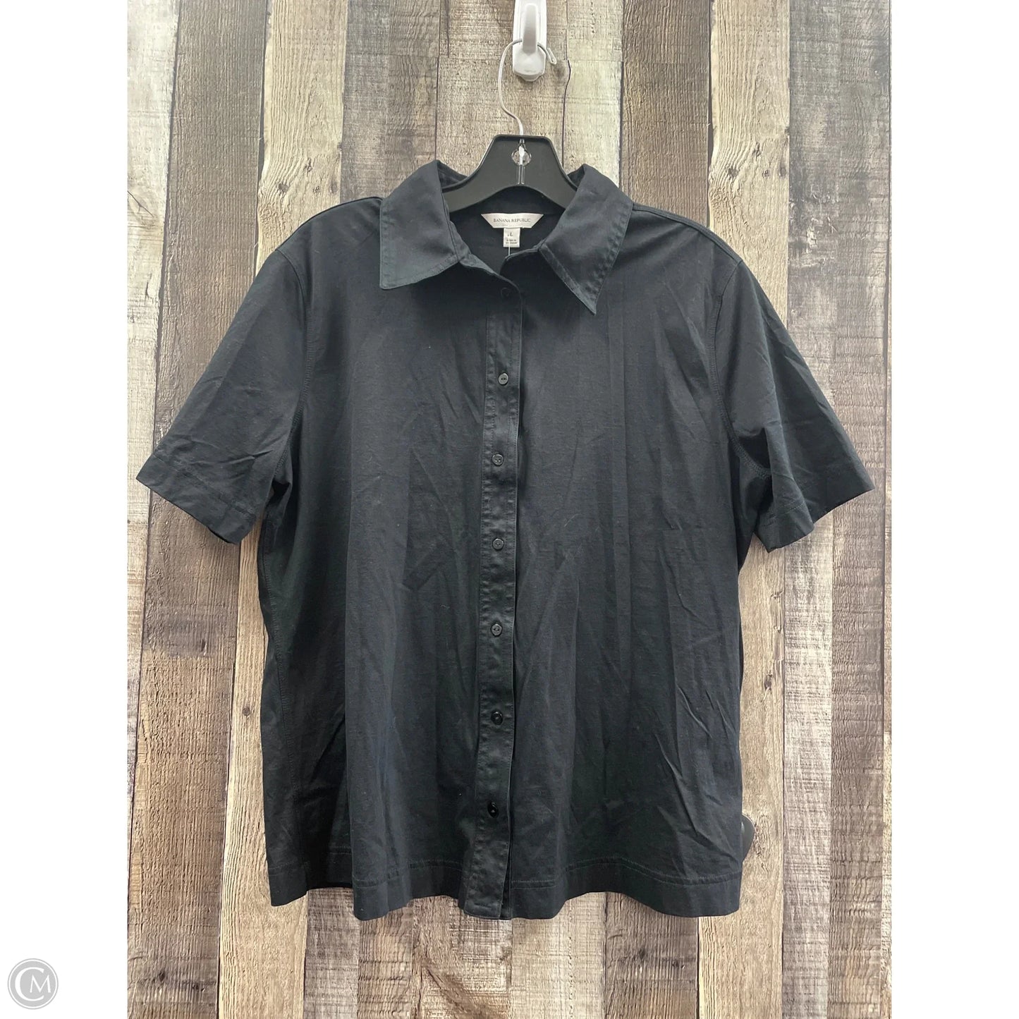 Top Short Sleeve By Banana Republic In Black, Size: L