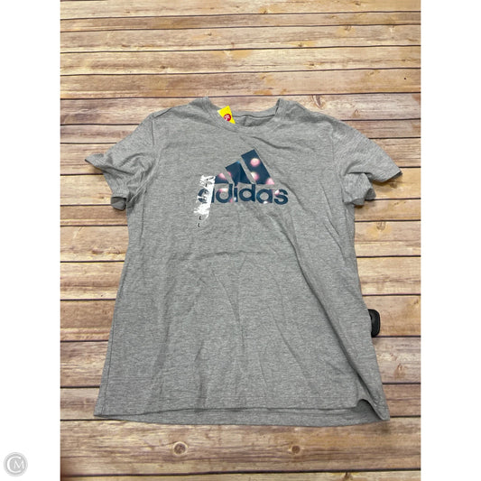 Athletic Top Short Sleeve By Adidas In Grey, Size: L