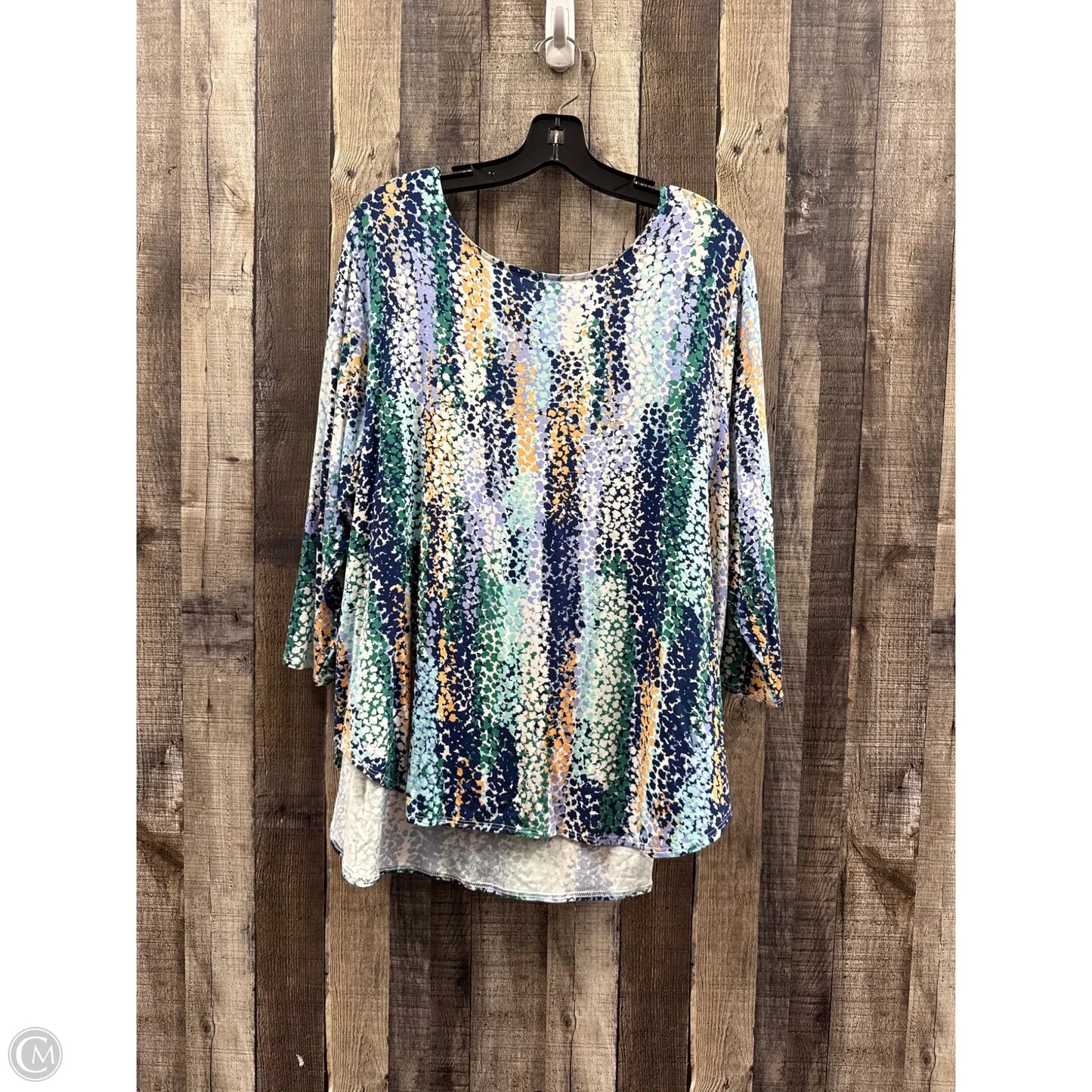 Top 3/4 Sleeve By Philosophy In Multi-colored, Size: 2x