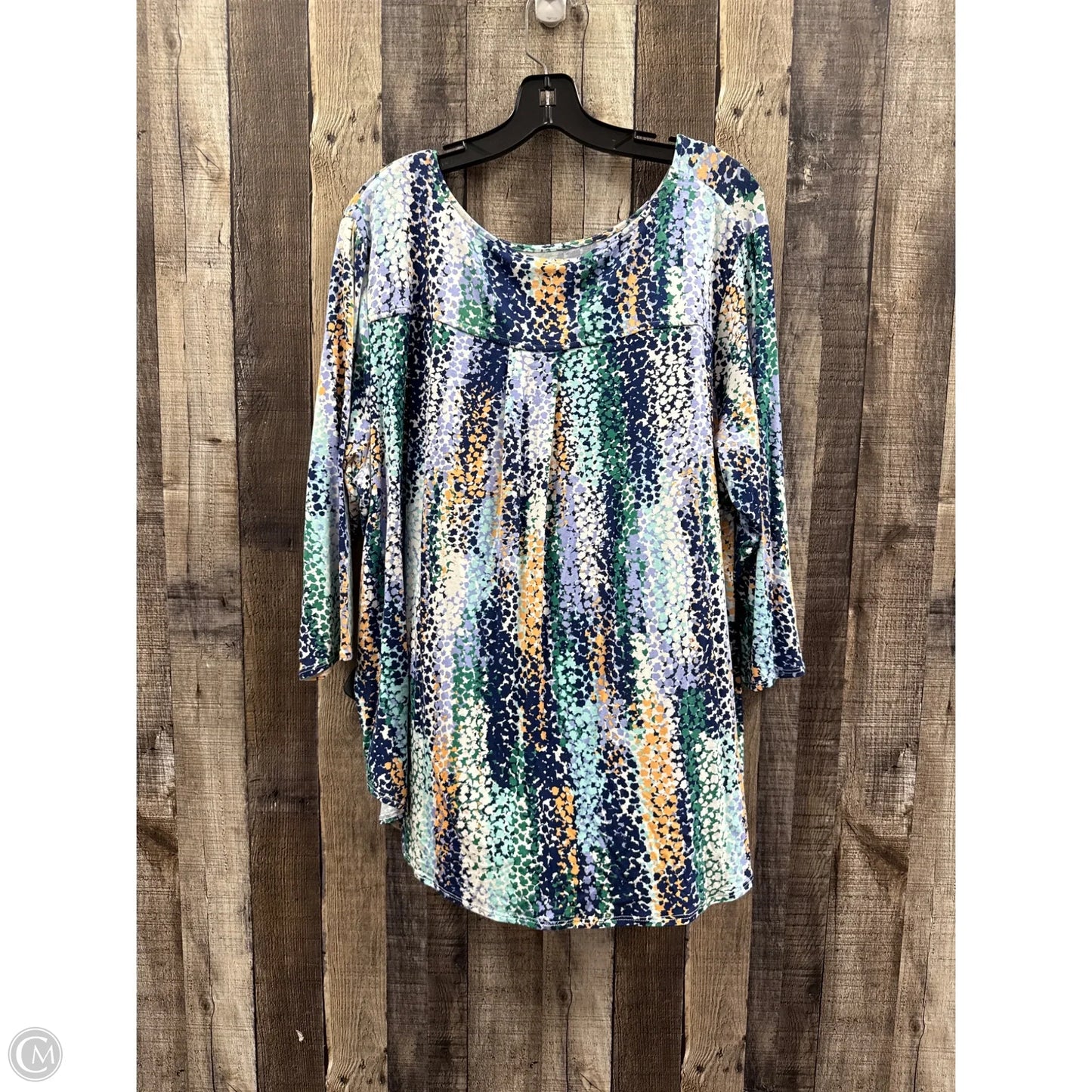 Top 3/4 Sleeve By Philosophy In Multi-colored, Size: 2x