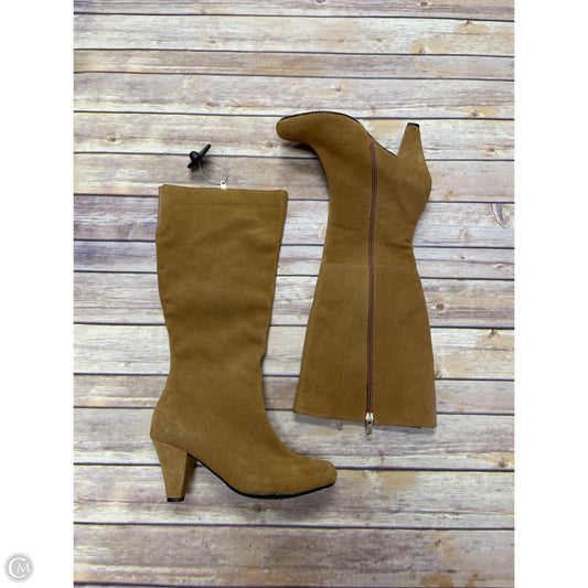 Boots Mid-calf Heels By Theme In Tan, Size: 8.5