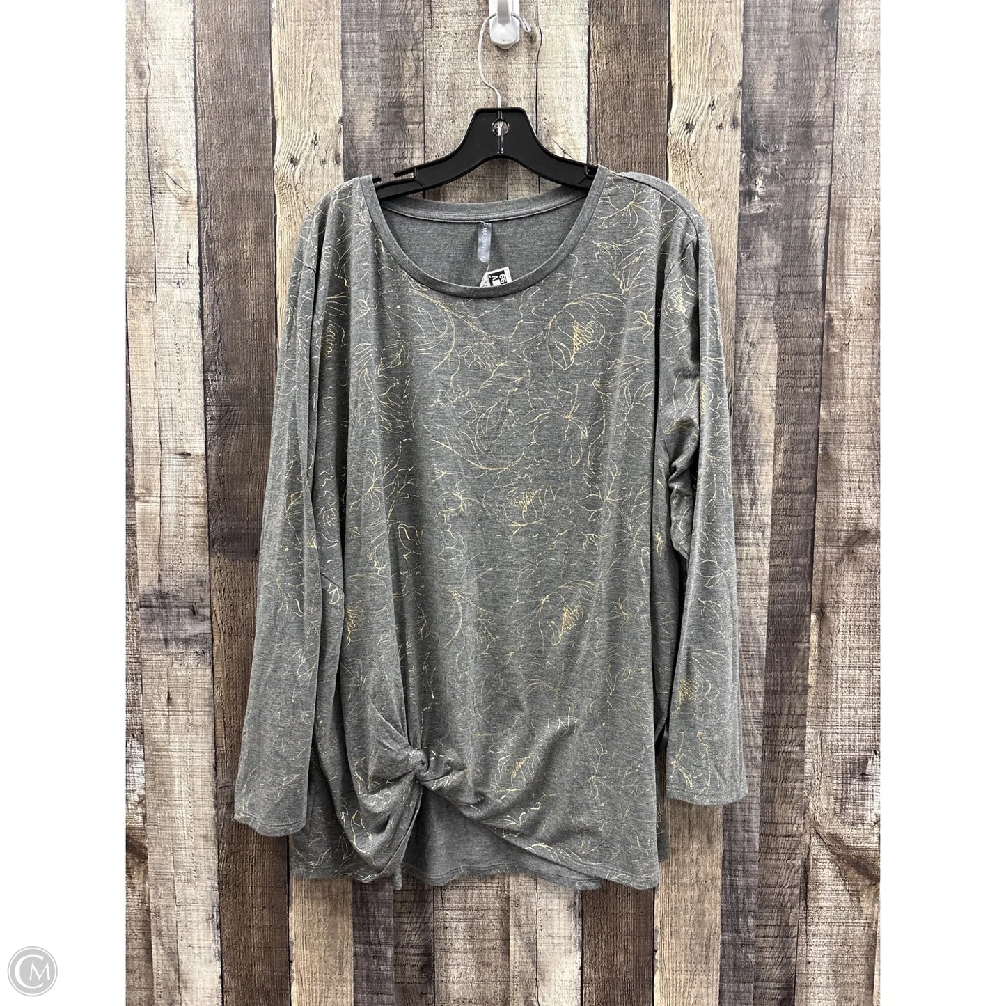 Top 3/4 Sleeve By Massini In Grey, Size: 3x