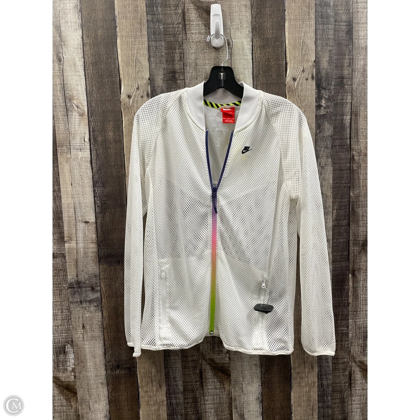 Athletic Jacket By Nike In White, Size: M