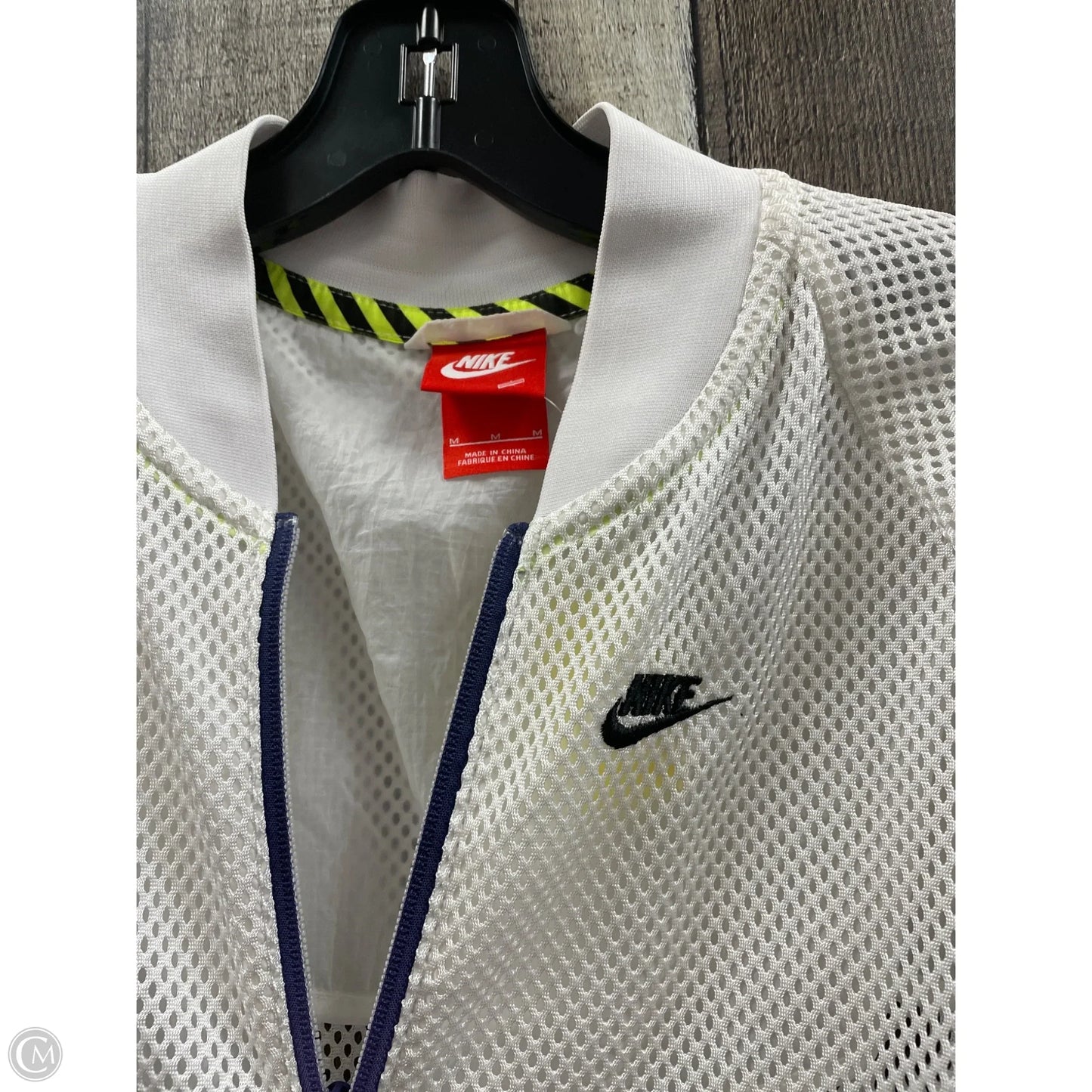 Athletic Jacket By Nike In White, Size: M
