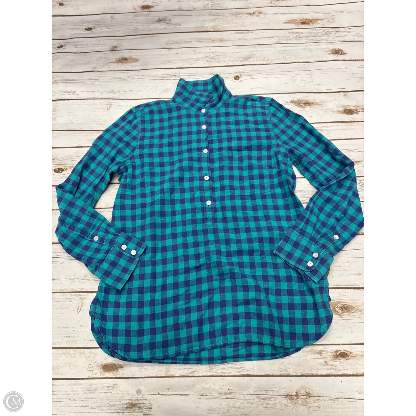 Top Long Sleeve By J. Crew In Plaid Pattern, Size: S