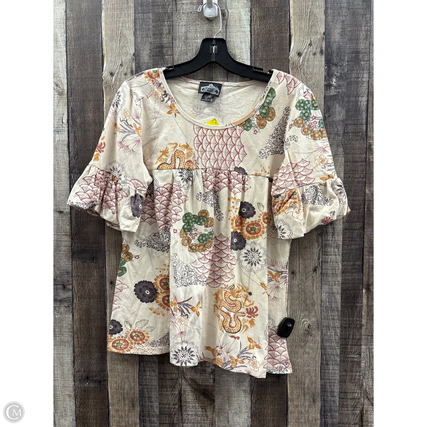 Top 3/4 Sleeve By Angie In Multi-colored, Size: L