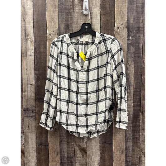 Top Long Sleeve By Loft In Plaid Pattern, Size: S