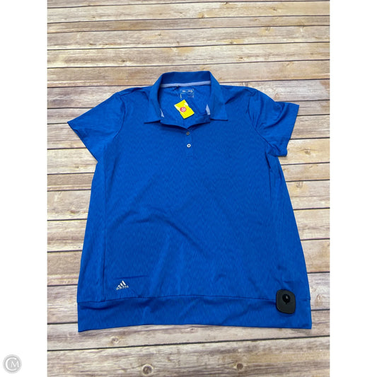 Athletic Top Short Sleeve By Adidas In Blue, Size: L