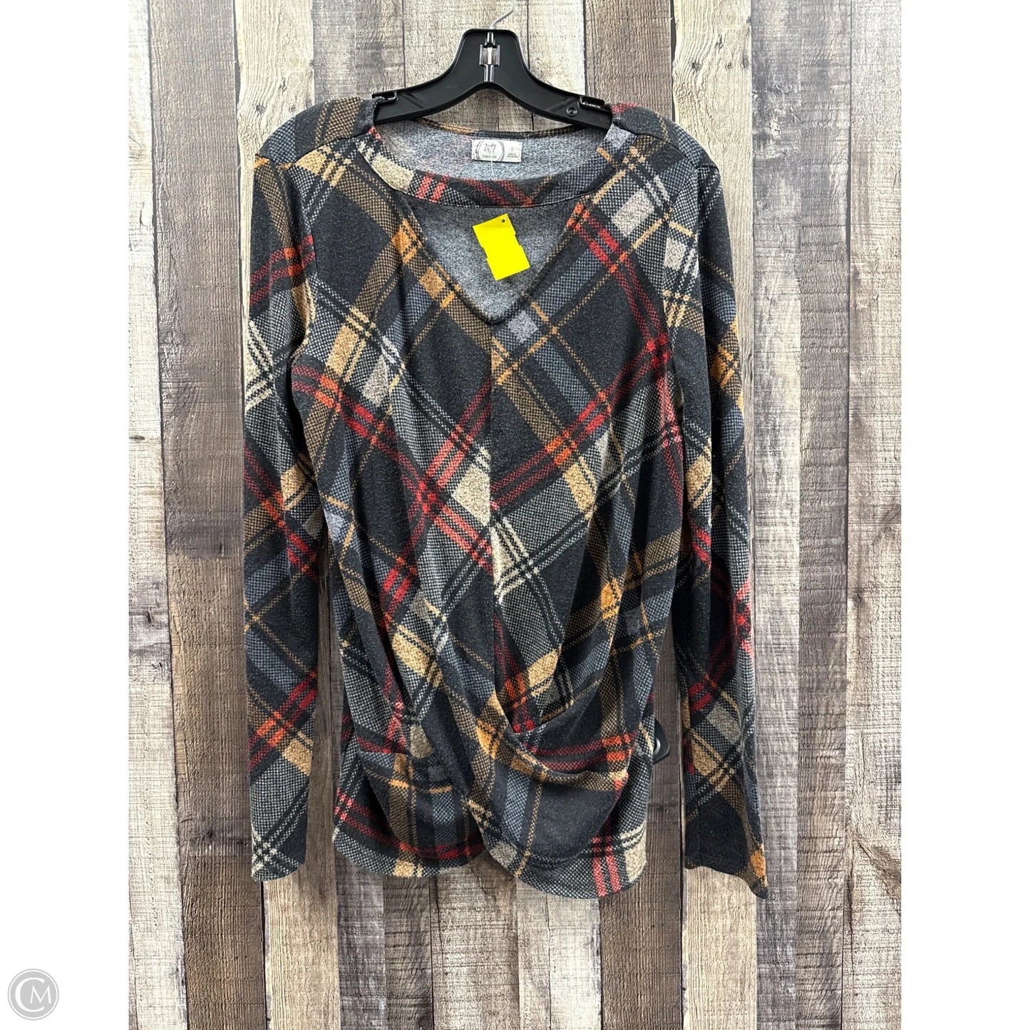 Top Long Sleeve By Maurices In Plaid Pattern, Size: S