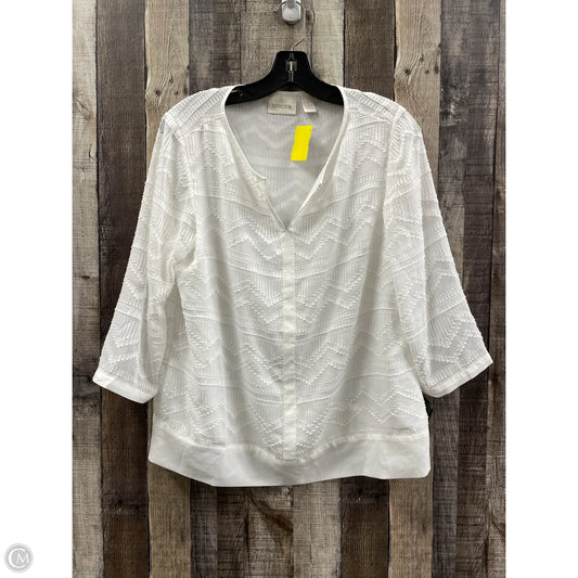 Top 3/4 Sleeve By Chicos In White, Size: M