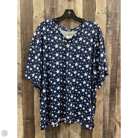 Top Short Sleeve By Cme In Blue & White, Size: Xl