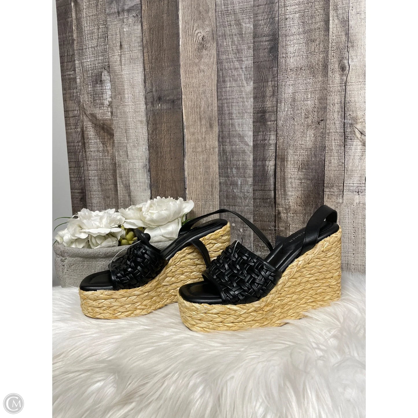 Sandals Heels Wedge By Marc Fisher In Black, Size: 8.5