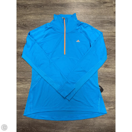 Athletic Top Long Sleeve Collar By Adidas In Blue & Orange, Size: L