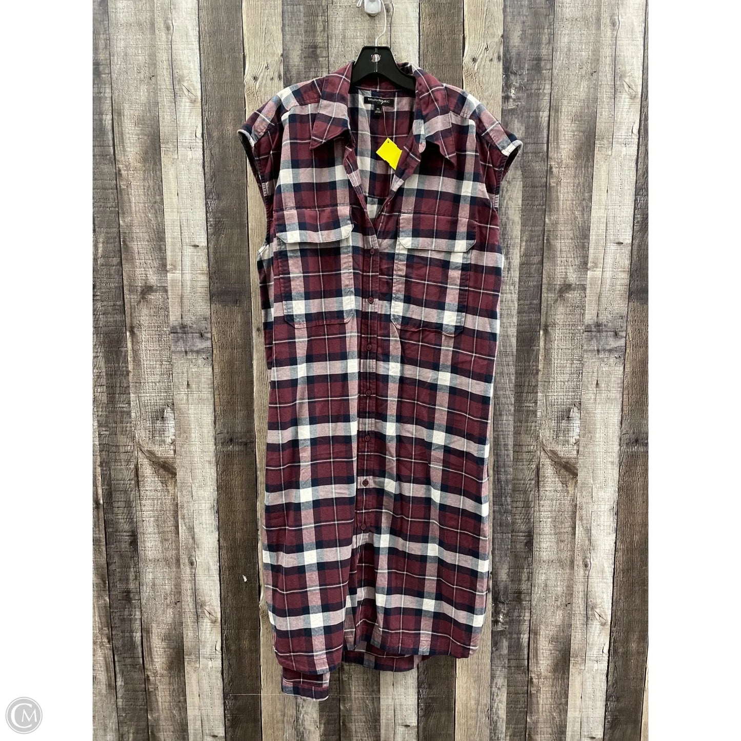 Dress Casual Maxi By Banana Republic In Plaid Pattern, Size: Xl