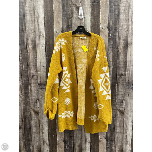 Sweater Cardigan By Vanilla Bay In Gold & White, Size: 2x