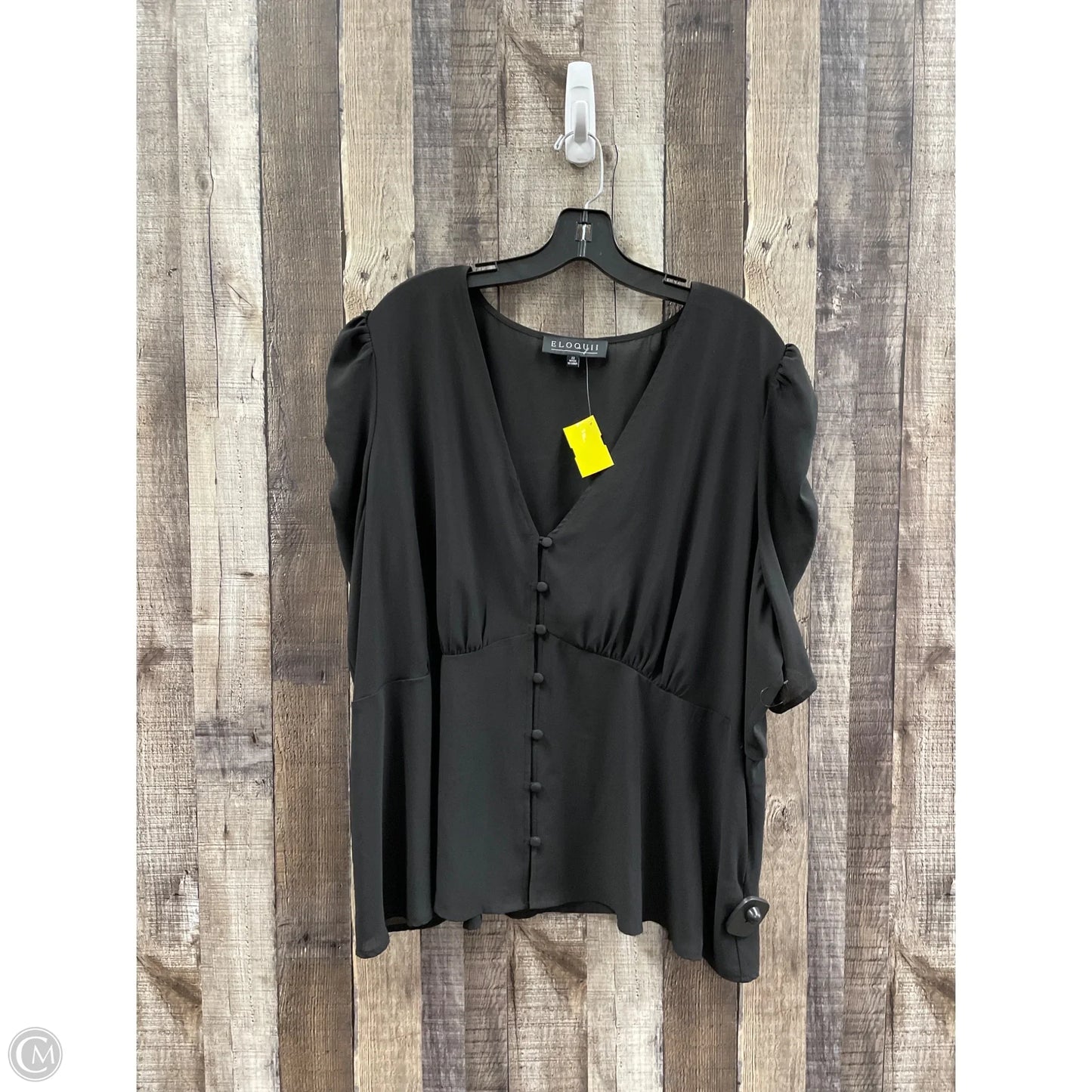 Top Short Sleeve By Eloquii In Black, Size: 3x