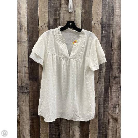 Top Short Sleeve By Cmf In White, Size: L