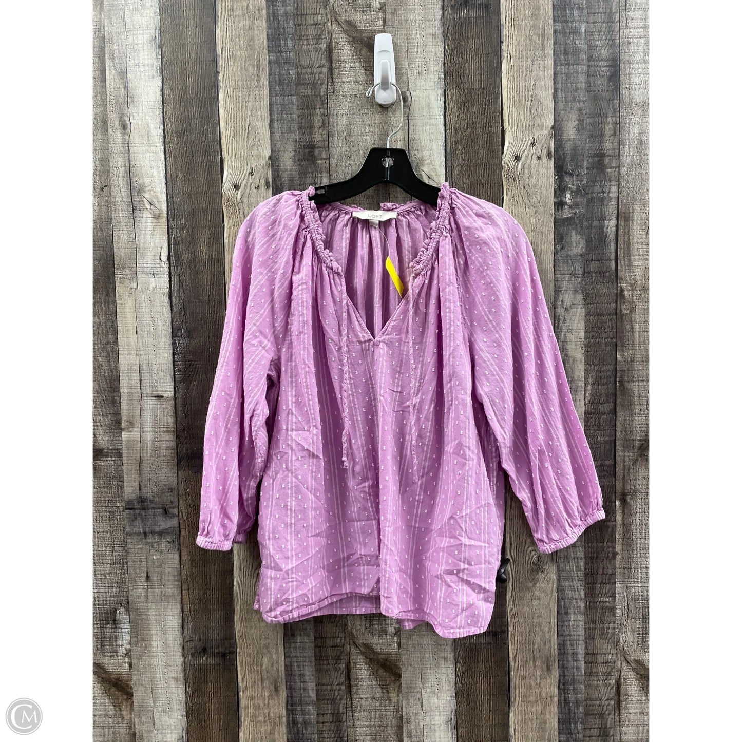 Top 3/4 Sleeve By Loft In Purple, Size: L