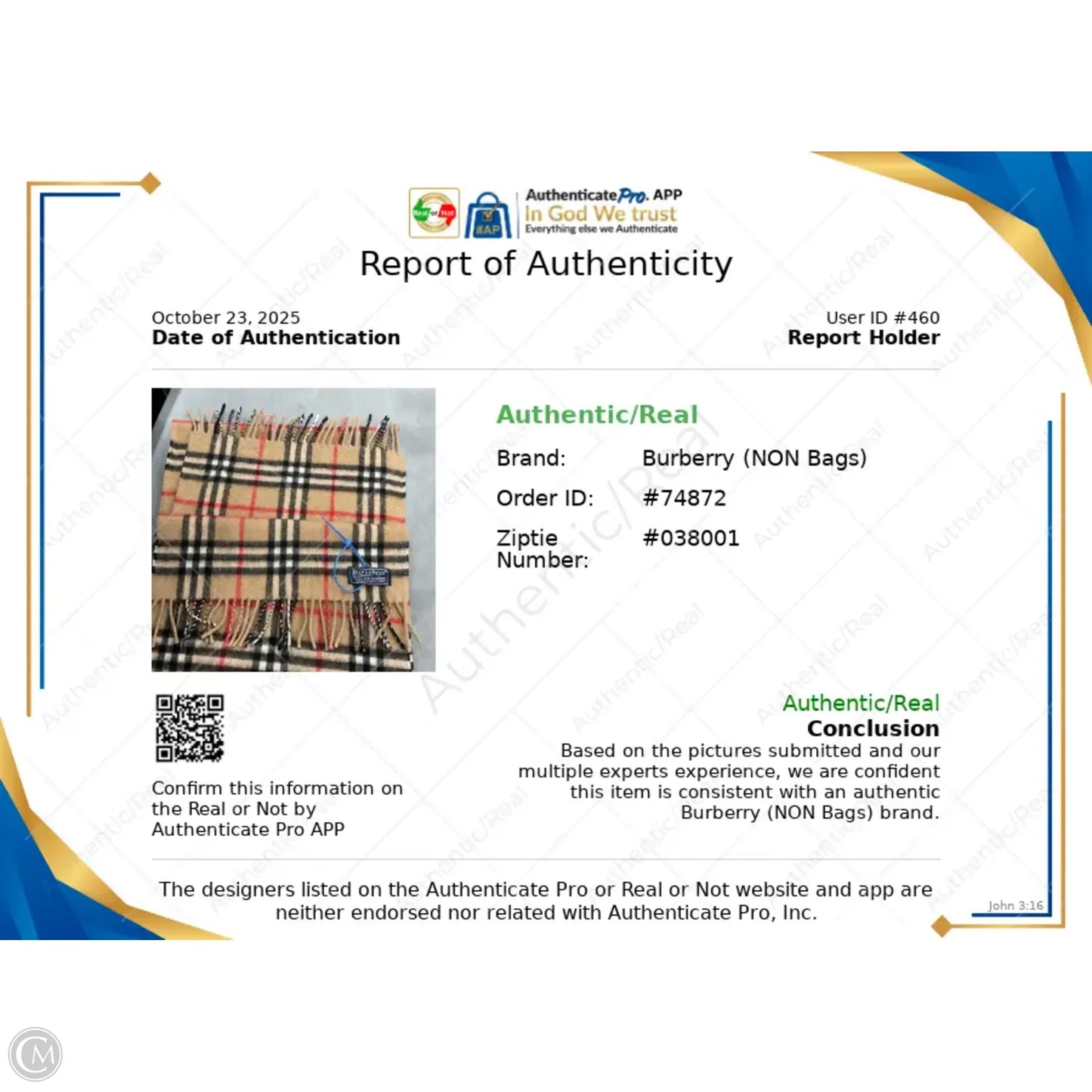 Scarf Luxury Designer By Burberry