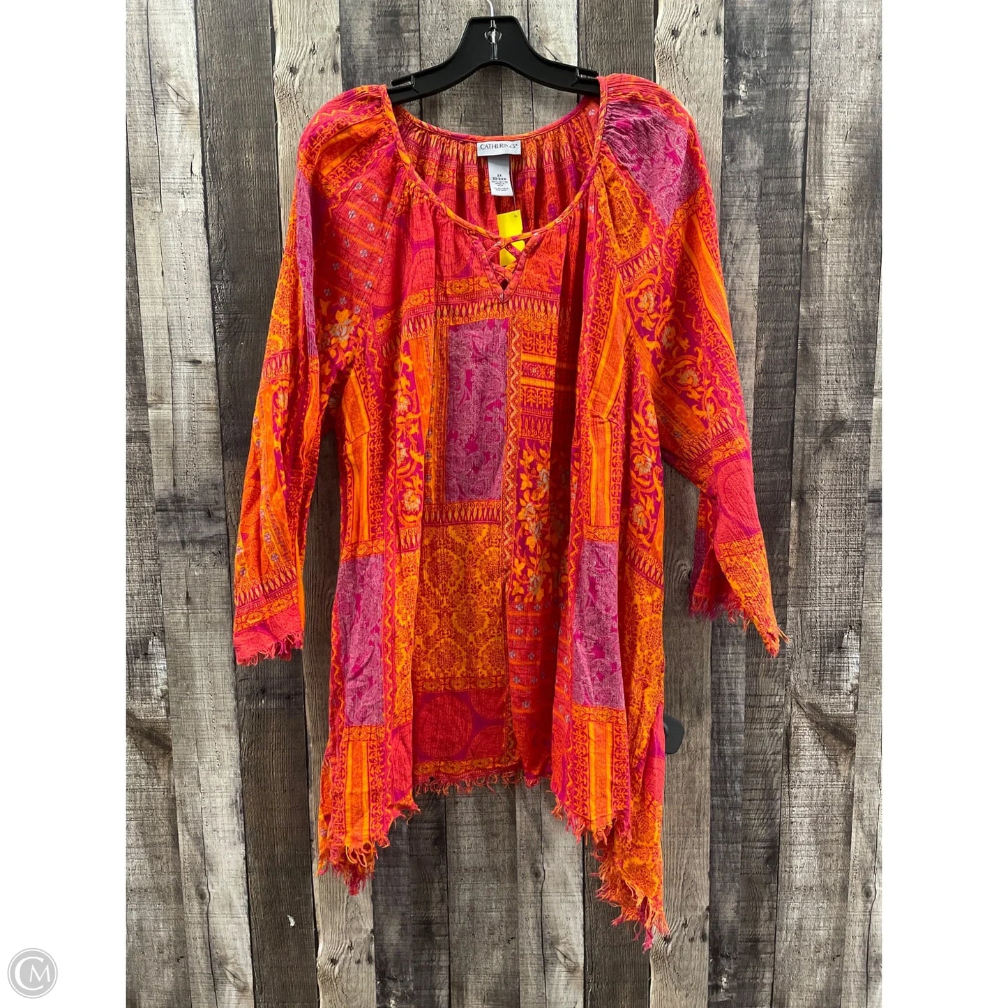 Top 3/4 Sleeve By Catherines In Multi-colored, Size: 2x