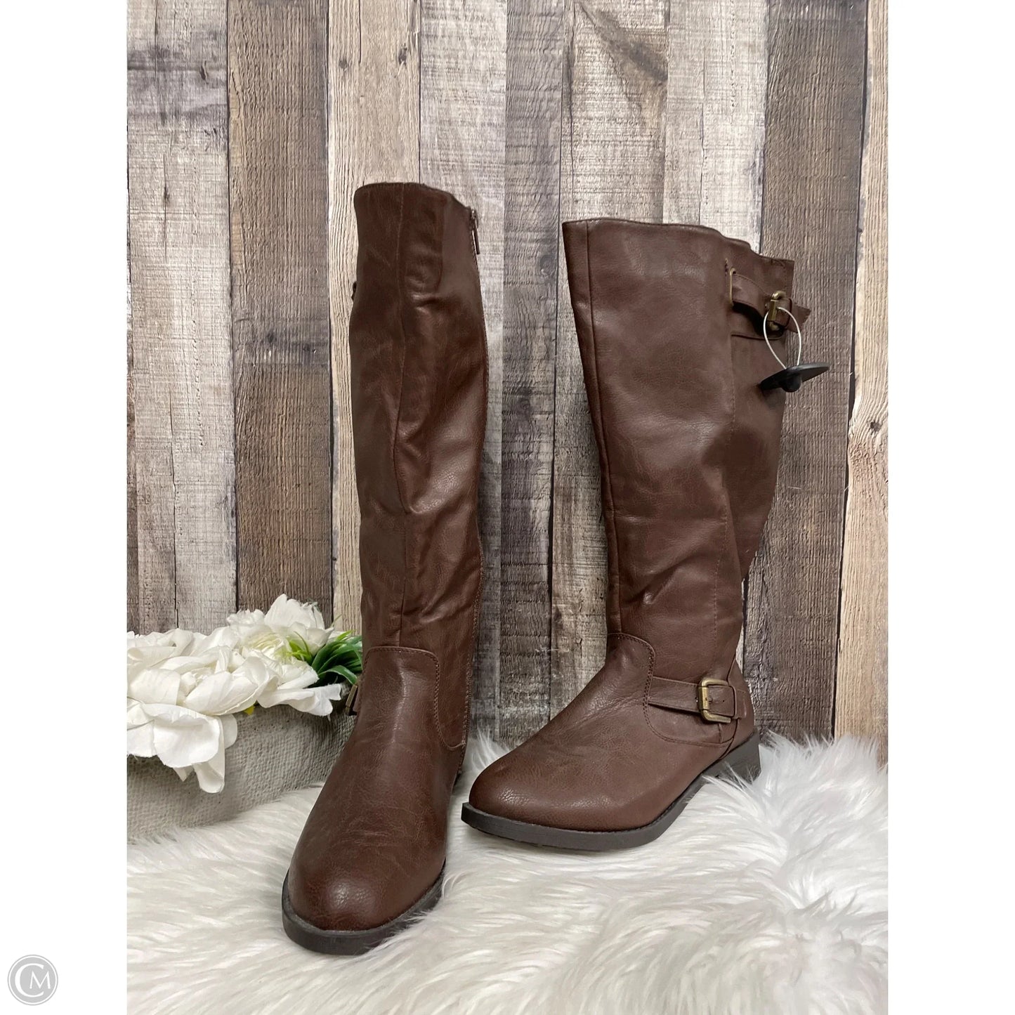 Boots Knee Heels By Avenue In Brown, Size: 9