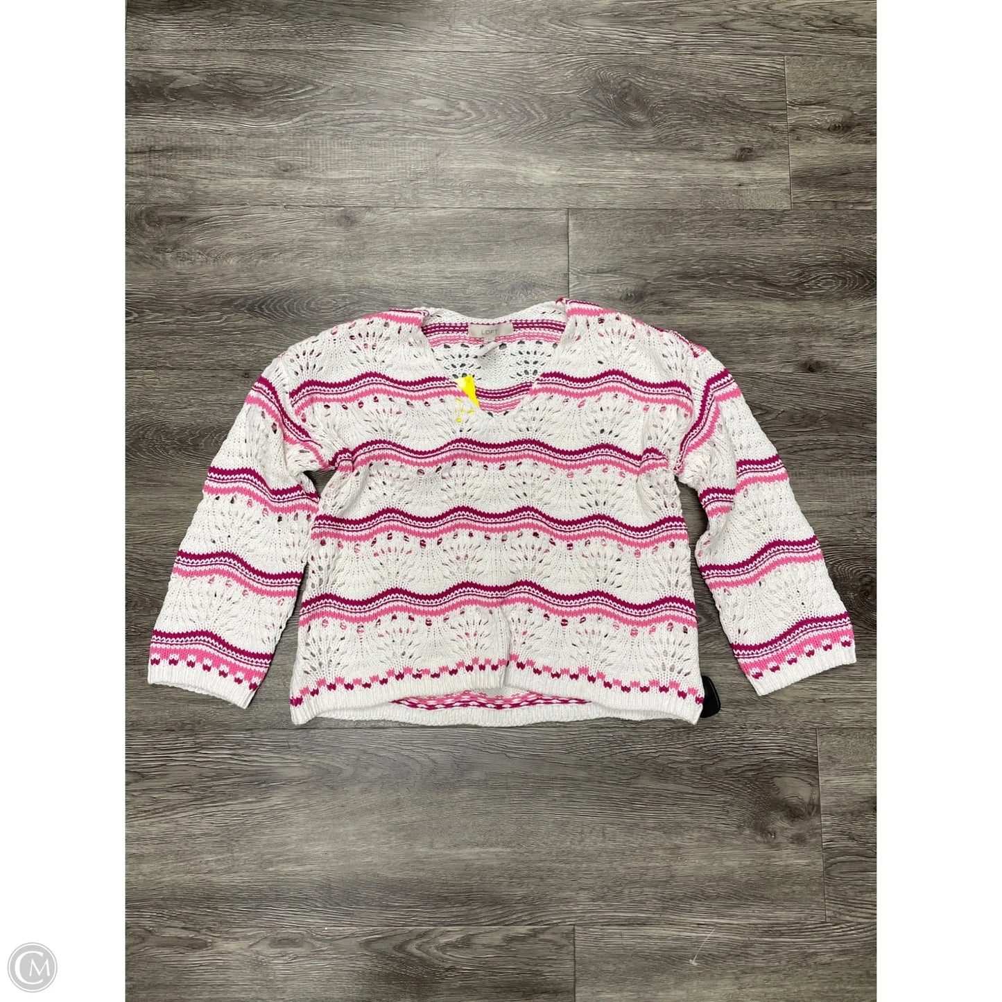 Sweater By Loft In Pink & White, Size: M