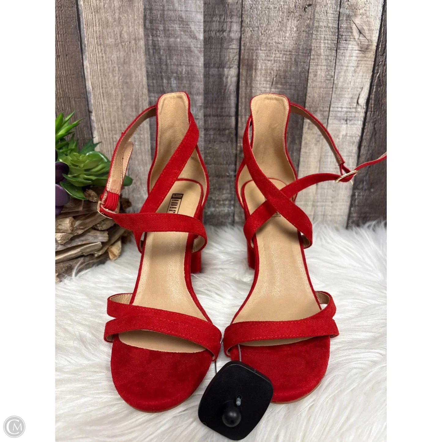 Sandals Heels Block By Cme In Red, Size: 8.5