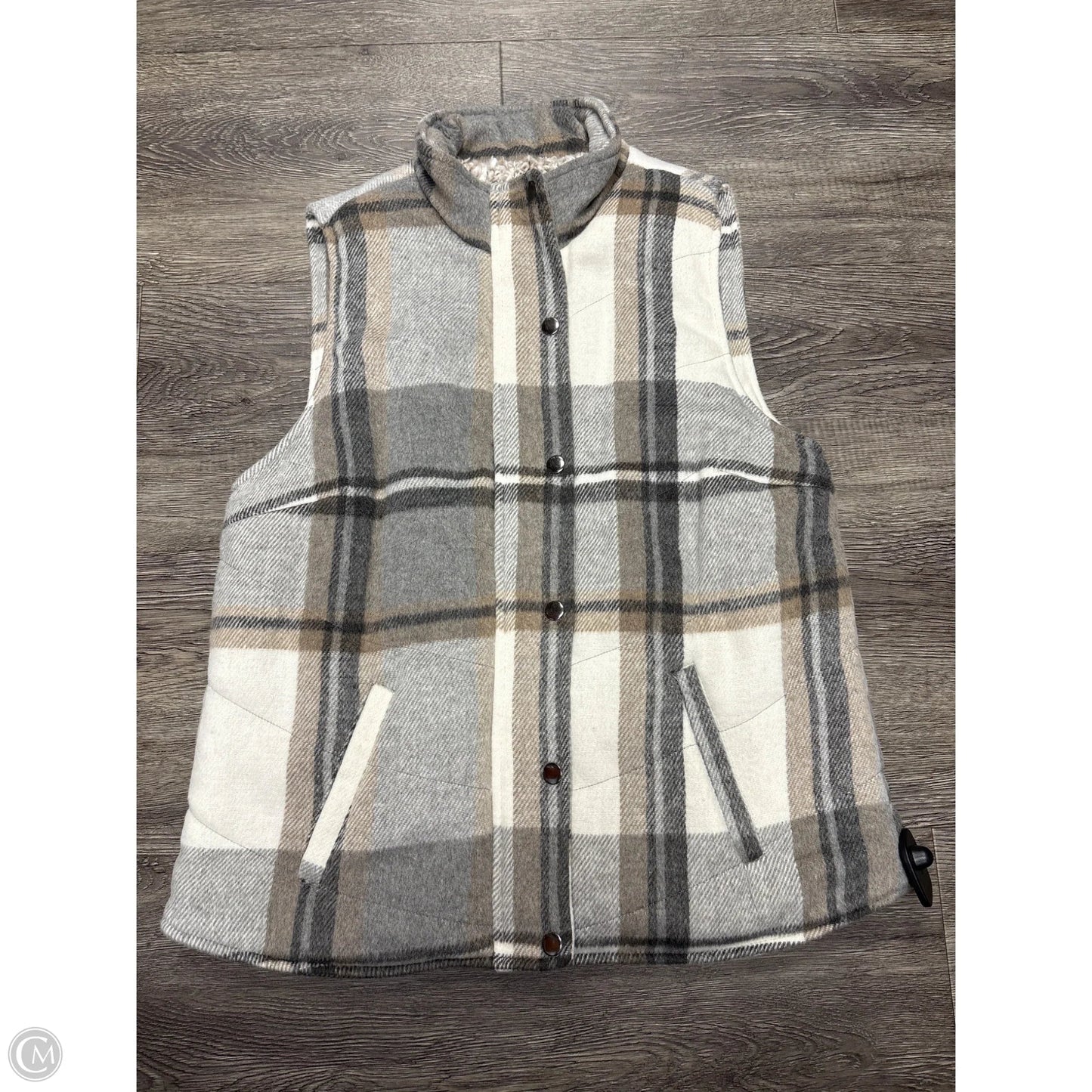Vest Faux Fur & Sherpa By Christopher And Banks In Plaid Pattern, Size: Mp