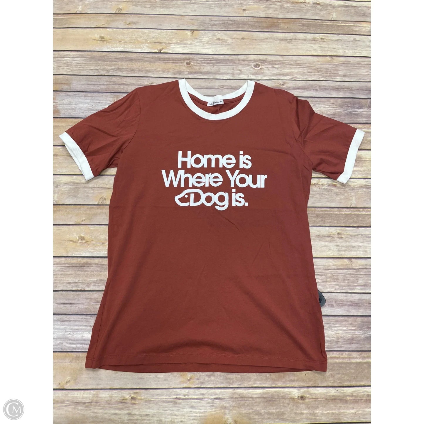 Top Short Sleeve By Cme In Brown & White, Size: Xl