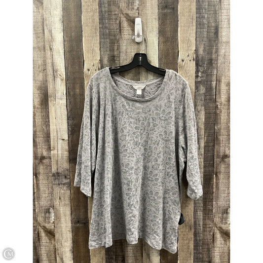 Top Long Sleeve By Cj Banks In Grey, Size: 3x