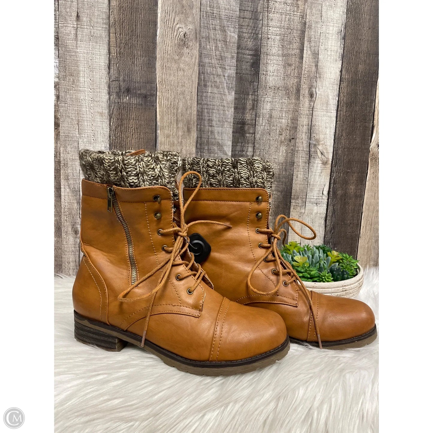 Boots Ankle Flats By Charlotte Russe In Brown, Size: 10