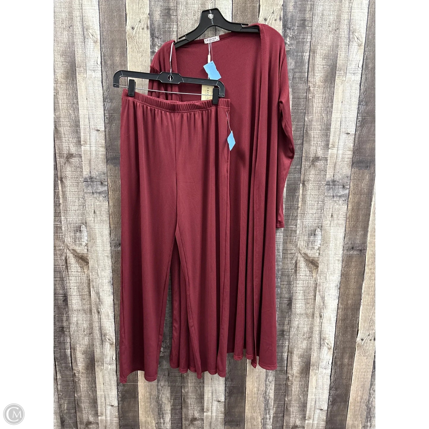 Pants Set 2pc By Ekouaer In Maroon, Size: M