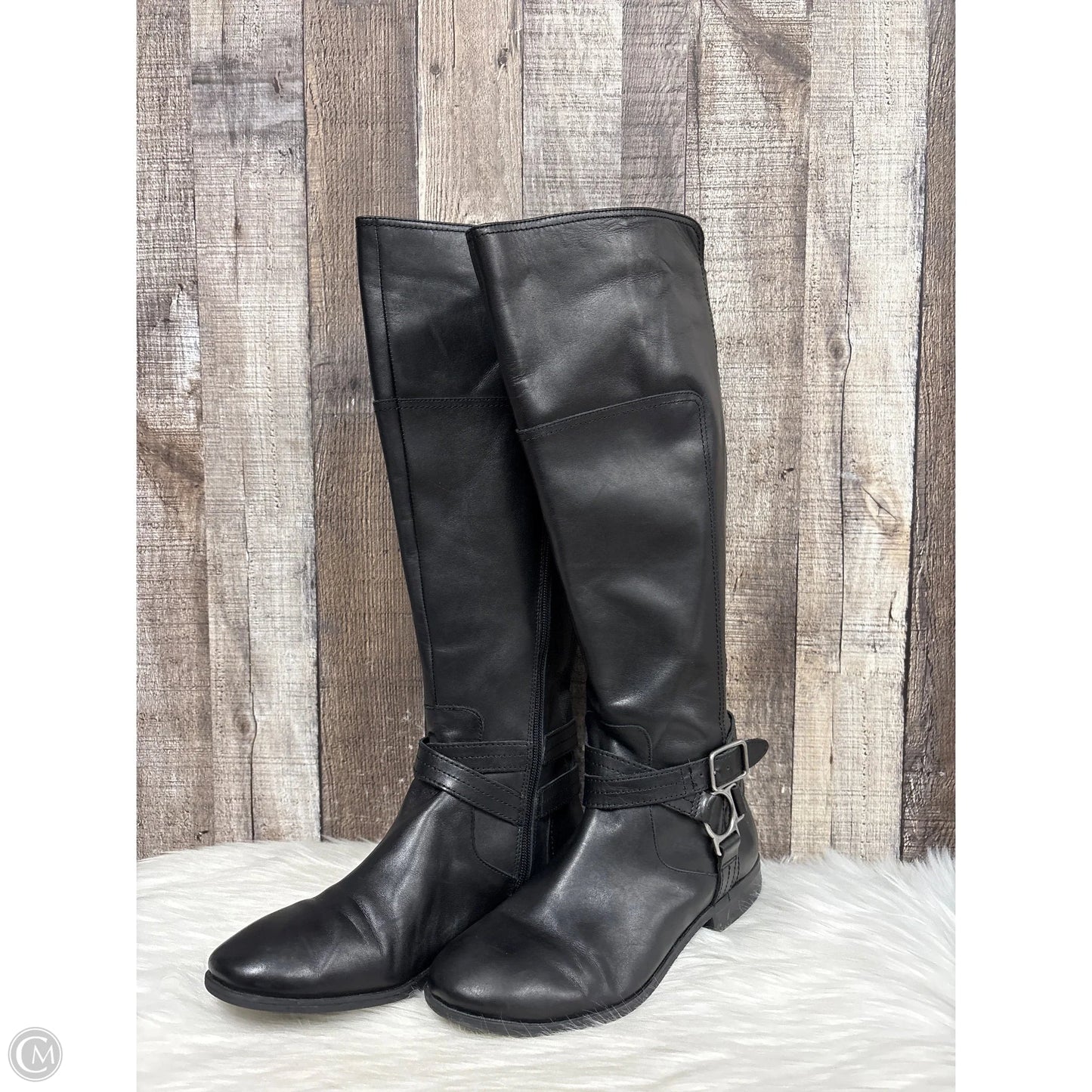 Boots Mid-calf Flats By Marc Fisher In Black, Size: 8.5