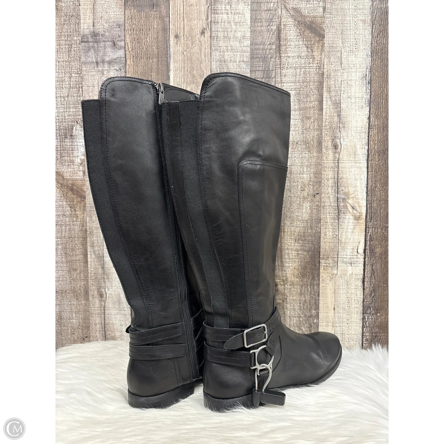 Boots Mid-calf Flats By Marc Fisher In Black, Size: 8.5