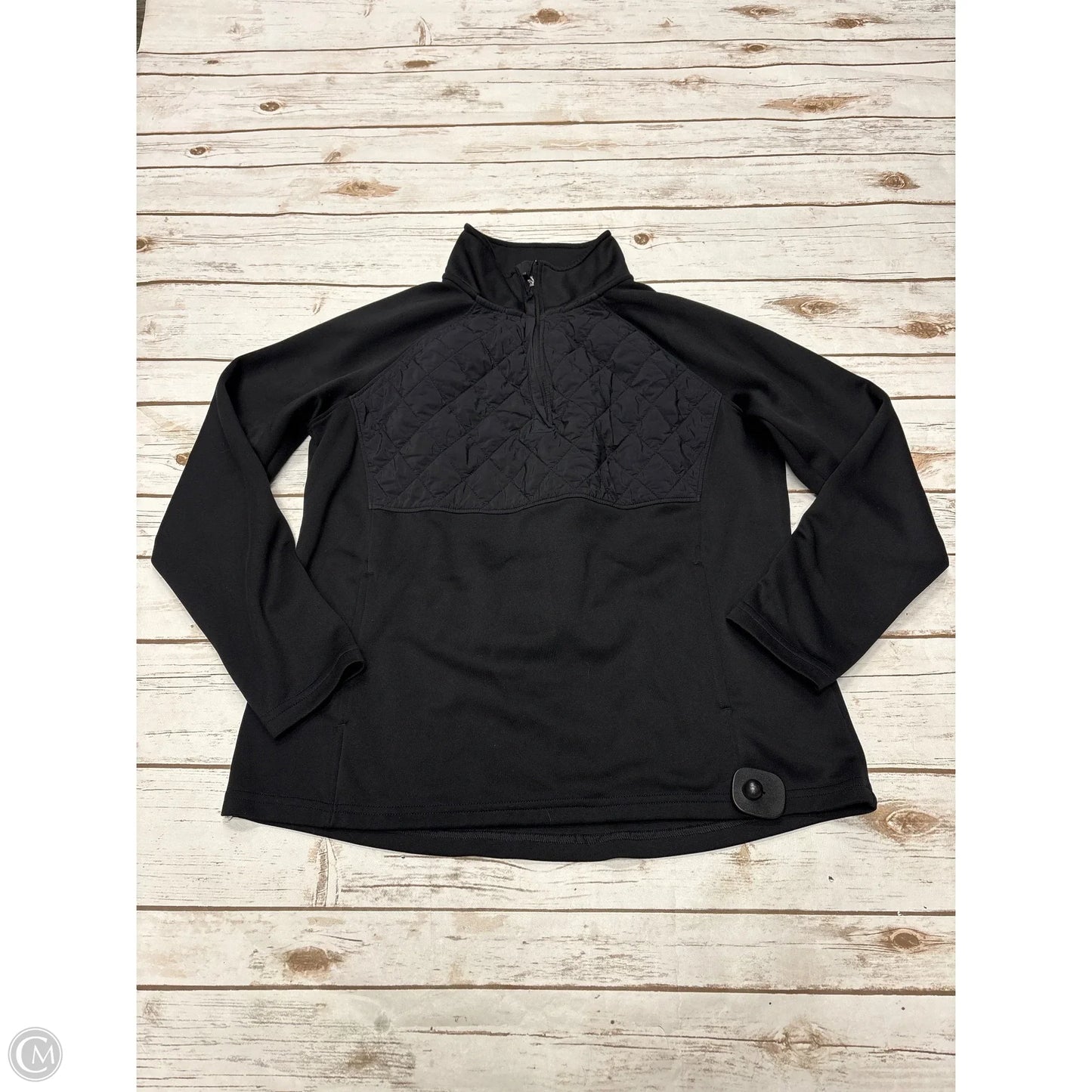 Athletic Top Long Sleeve Collar By Avia In Black, Size: L