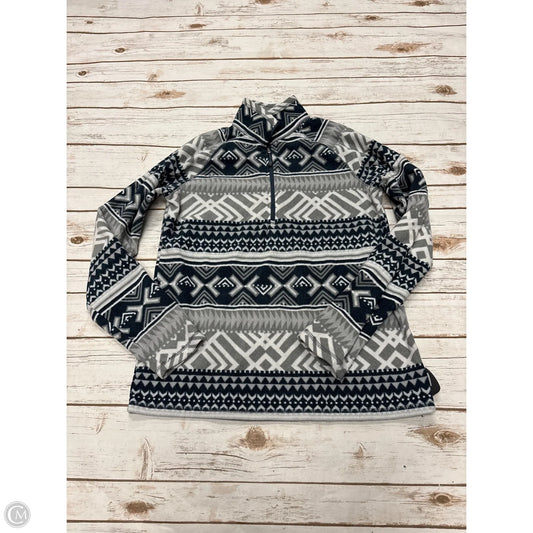 Jacket Fleece By Eddie Bauer In Blue & Grey, Size: M