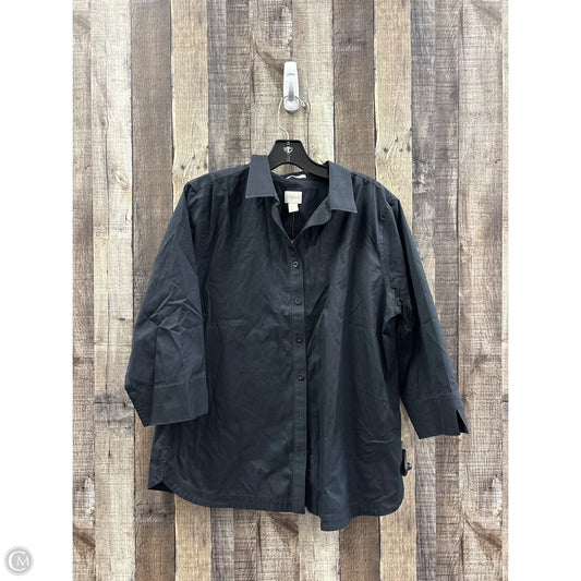 Top 3/4 Sleeve By Chicos In Black, Size: L