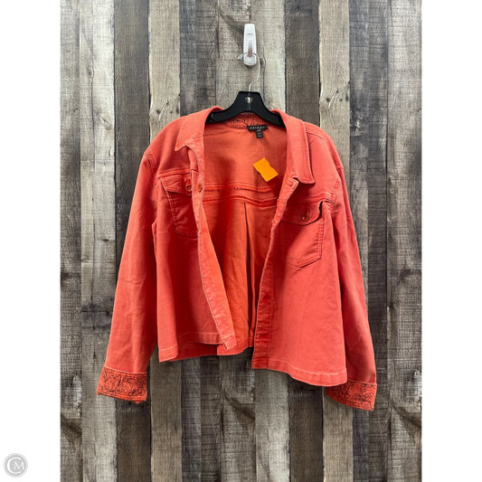 Jacket Denim By Tribal In Orange Denim, Size: Xl