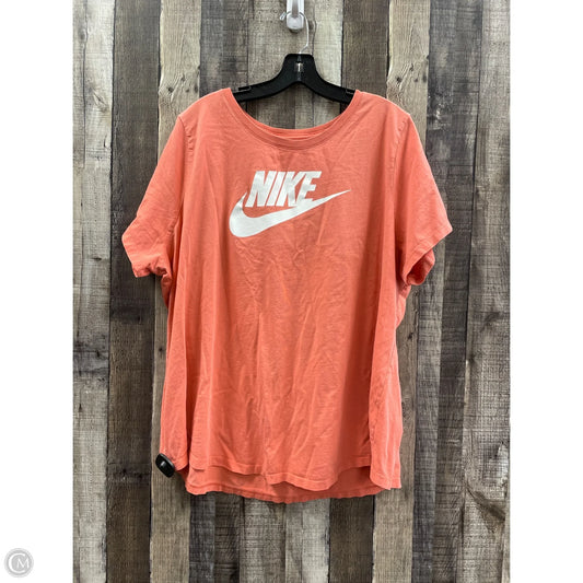 Athletic Top Short Sleeve By Nike In Orange, Size: 3x