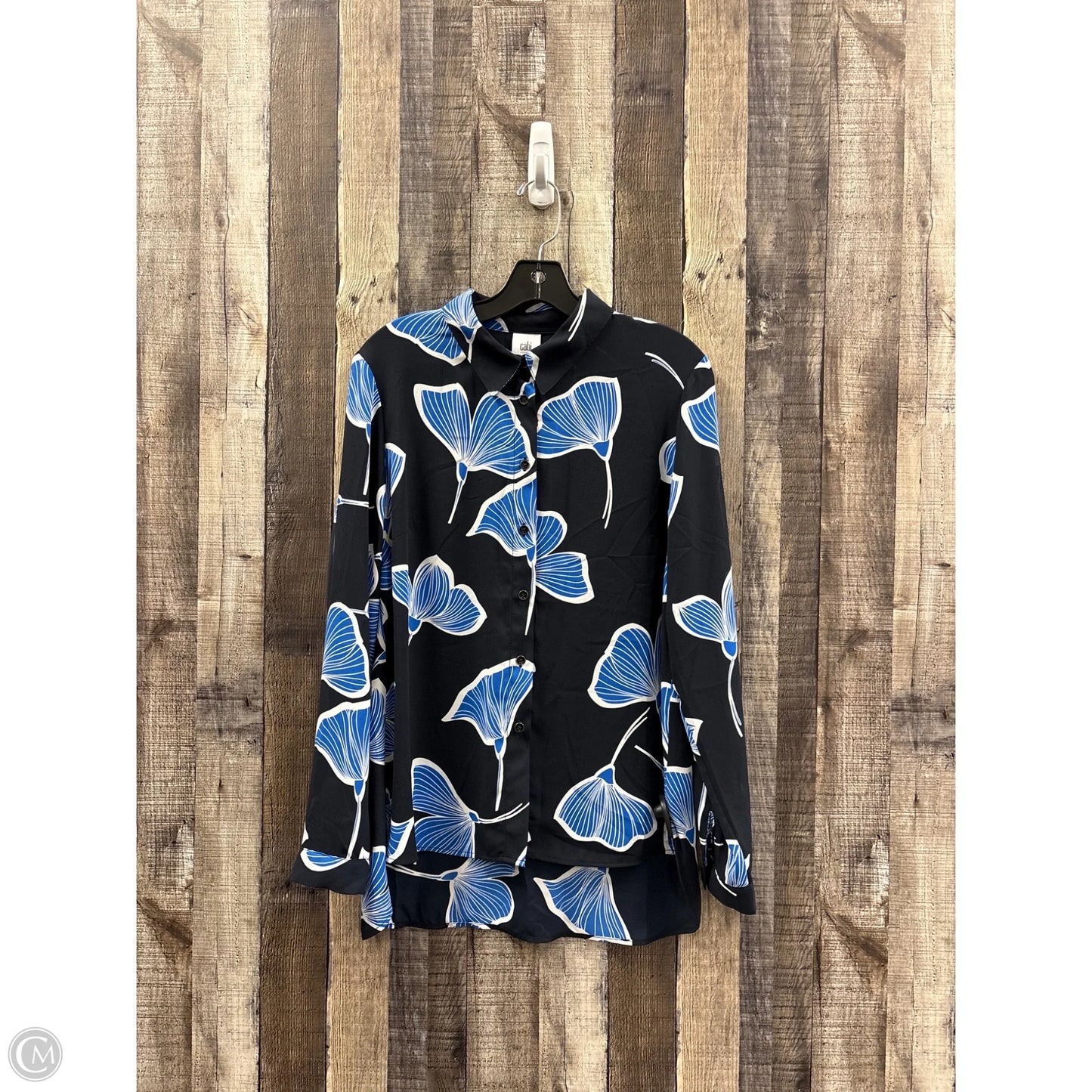 Top Long Sleeve By Cabi In Black & Blue, Size: M